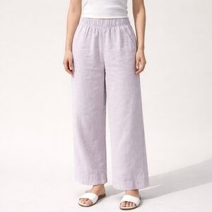 Tahari Linen Wide Leg Pants in Soft Neutral Tone Size S